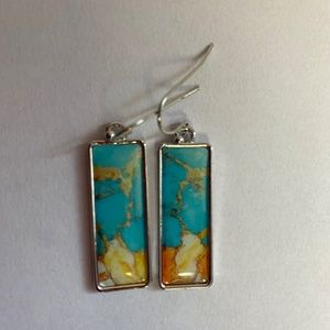 Silver Plated Natural Torquoise Earrings